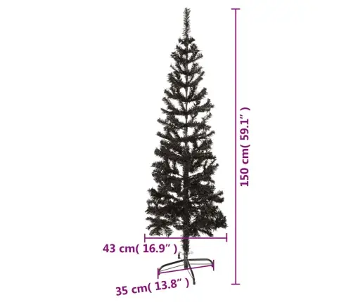 Mākslīgā Ziemassvētku Egle, Šaura, Melna, 150 Cm Vidaxl