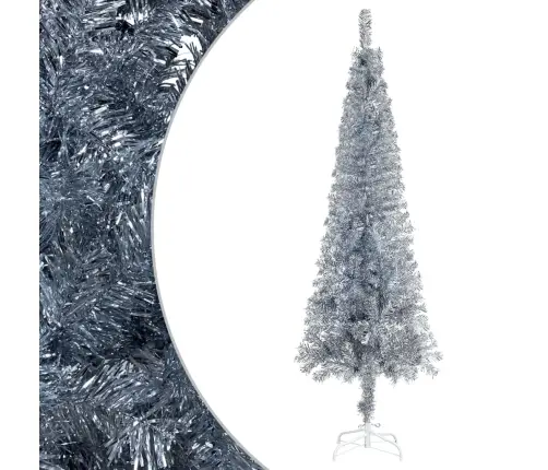Ziemassvētku Egle, Šaura, Sudraba Krāsā, 210 Cm  Vidaxl