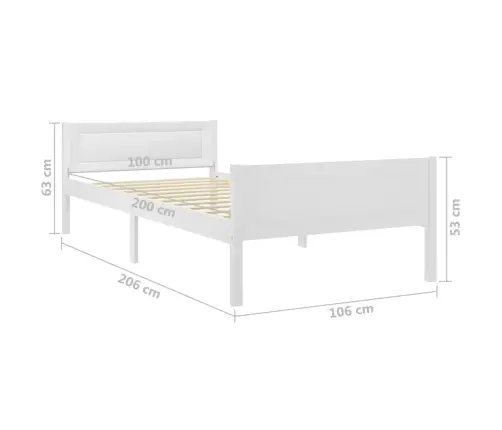 Gultas Rāmis, Balts, Priedes Masīvkoks, 100X200 Cm Vidaxl