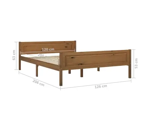 Gultas Rāmis, Medus Brūns, Priedes Masīvkoks, 120X200 Cm Vidaxl