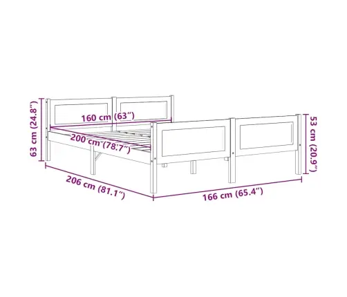 Gultas Rāmis, Priedes Masīvkoks, Medus Brūns, 160X200 Cm Vidaxl
