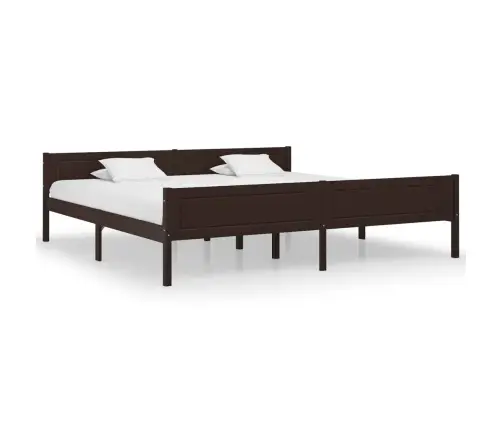 Voodiraam, Männipuit, Tumepruun, 200 X 200 Cm