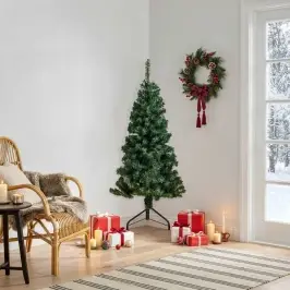 Mākslīgā Ziemassvētku Egle, Stūra, Zaļa, 120 Cm, Pvc Vidaxl