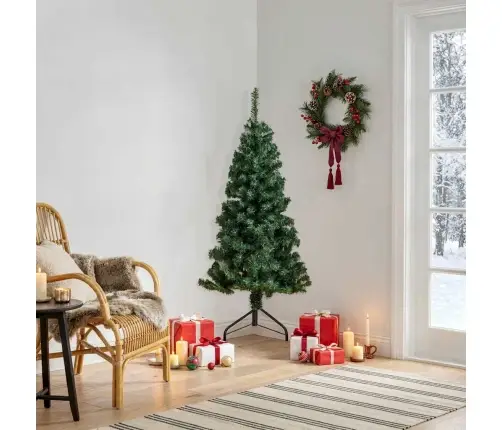 Mākslīgā Ziemassvētku Egle, Stūra, Zaļa, 120 Cm, Pvc  Vidaxl