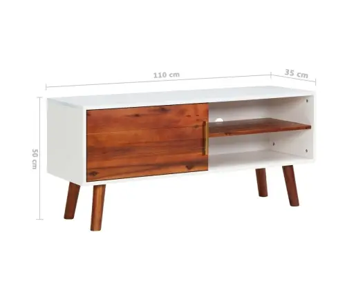 Tv Skapītis, 110X35X50 Cm, Akācijas Masīvkoks Un Mdf Vidaxl