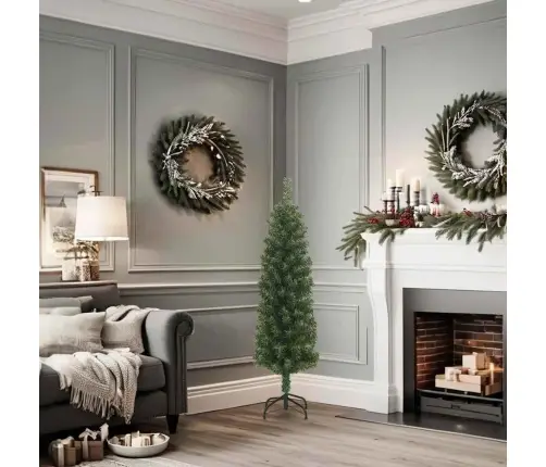 Mākslīgā Ziemassvētku Egle Ar Statīvu, Šaura, Zaļa, 120 Cm, Pvc Vidaxl Mākslīgā Ziemassvētku Egle Ar Statīvu, Šaura, Zaļa, 120 Cm, Pvc Vidaxl