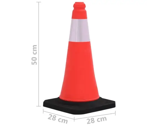 Įspėjamieji Kūgiai Su Tvirtais Pagrindais, 10Vnt., 50Cm