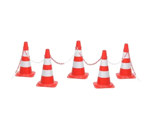 Satiksmes Konusu Komplekts, 10 M Ķēde, Sarkanbalts Vidaxl