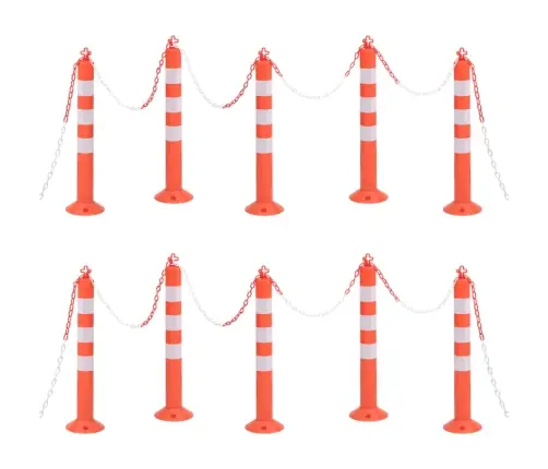 Ceļa Stabiņi Ar Ķēdi, 10 Gab., 75 Cm, Pe Vidaxl