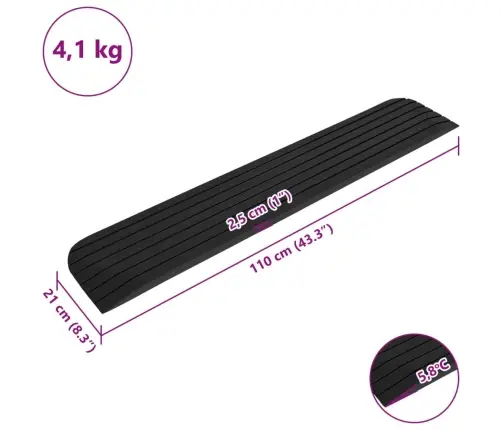 Apmales Rampa, 110X21X2,5 Cm, Gumija Vidaxl