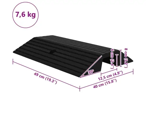 Uzbraukšanas Rampa, 49X40X8 Cm, Gumija Vidaxl