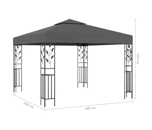 Pavėsinė Su Lemputėmis Led, Antracito, 3X3 M