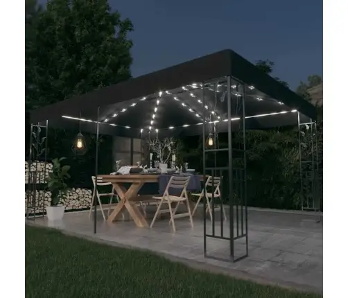 Varjualune Topeltkatuse Ja Led-Nöörvalgustiga 3X4 M Antratsiit