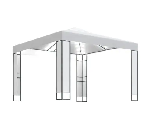 Pavėsinė Su Lemputėmis Led Ir Dvigubu Stogu, Baltos, 3X3M