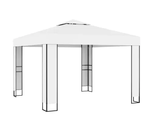 Pavėsinė Su Lemputėmis Led Ir Dvigubu Stogu, Baltos, 3X3M