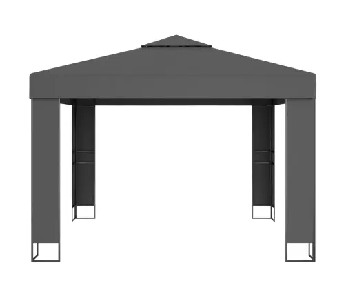 Dārza Nojume Ar Dubulto Jumtu Un Led Lampiņām, 3X3 M, Pelēka Vidaxl