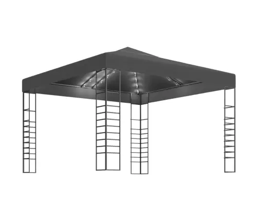 Dārza Nojume Ar Led Lampiņu Virtenēm, 3X3 M, Antracītpelēka Vidaxl