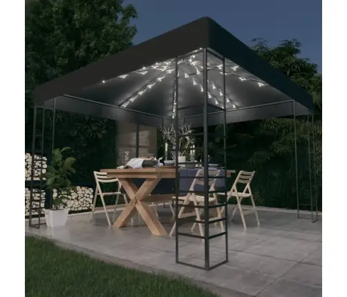 Dārza Nojume Ar Led Lampiņu Virtenēm, 3X3 M, Antracītpelēka Vidaxl