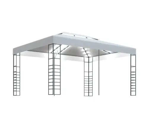 Pavėsinė Su Lemputėmis Led, Baltos Spalvos, 4X3X2,7M