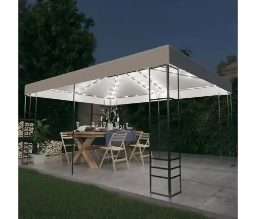 Pavėsinė Su Lemputėmis Led, Baltos Spalvos, 4X3X2,7M