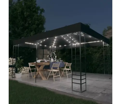 Pavėsinė Su Lemputėmis Led, Antracito, 3X4M