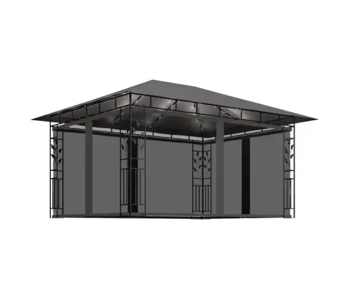 Dārza Nojume Ar Moskītu Tīklu Un Led, 4X3X2,73 M, Pelēka Vidaxl