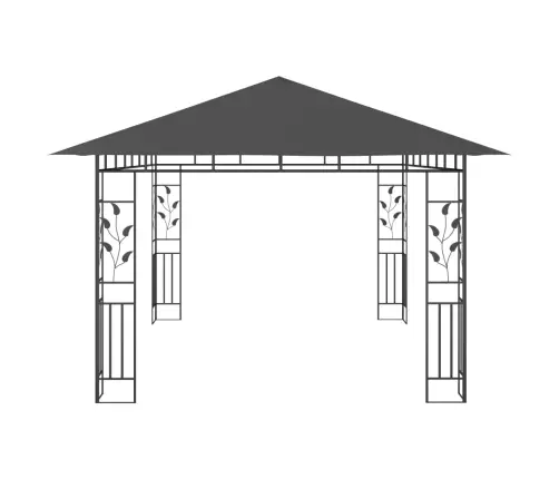 Dārza Nojume Ar Moskītu Tīklu Un Led, 4X3X2,73 M, Pelēka Vidaxl