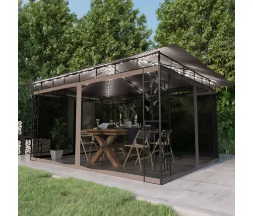 Varjualune Sääsevõrk, Led-Nöörvalgusti 4X3X2,73 M Pruunikashall