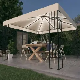 Dārza Nojume Ar Led Lampiņu Virtenēm, 3X3 M, Krēmkrāsas Vidaxl