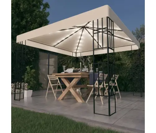 Varjualune, Led-Nöörvalgustitega, 3 X 3 M, Kreemjas