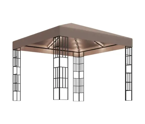 Dārza Nojume Ar Led Lampiņu Virtenēm, 3X3 M, Pelēkbrūna Vidaxl