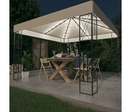 Varjualune, Led-Nöörvalgustitega, 3 X 3 M, Kreemjas, Kangas