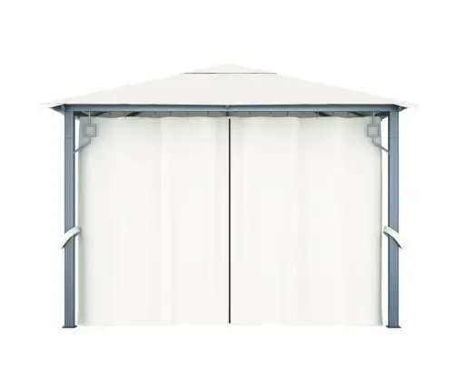 Dārza Nojume Ar Aizkariem Un Led Lampiņām, 3X3 M, Krēmkrāsas Vidaxl