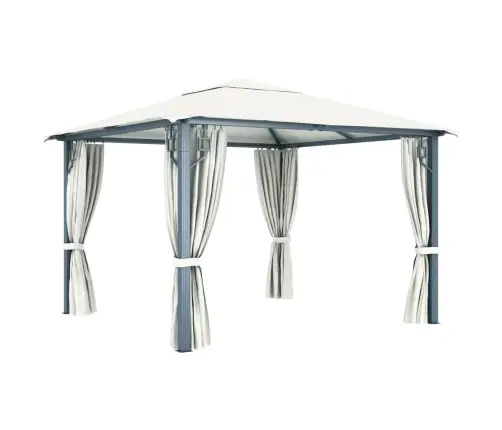 Dārza Nojume Ar Aizkariem Un Led Lampiņām, 3X3 M, Krēmkrāsas Vidaxl