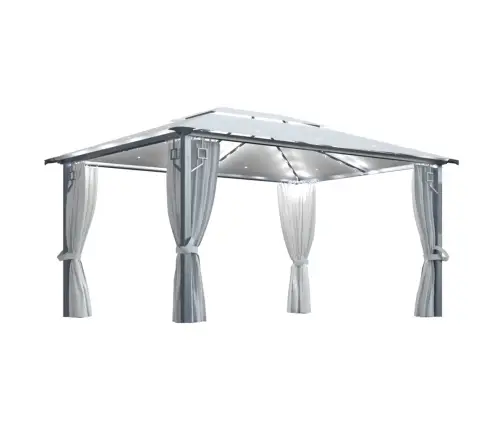 Dārza Nojume Ar Aizkariem Un Led Lampiņām, 4X3 M, Krēmkrāsas Vidaxl