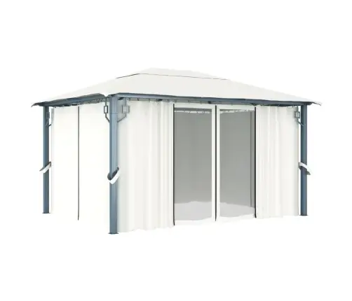 Dārza Nojume Ar Aizkariem Un Led Lampiņām, 4X3 M, Krēmkrāsas Vidaxl