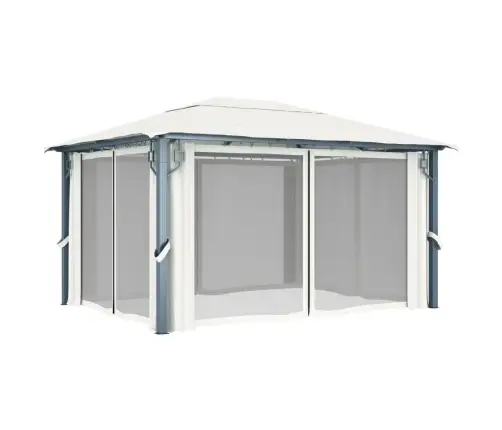 Dārza Nojume Ar Aizkariem Un Led Lampiņām, 4X3 M, Krēmkrāsas Vidaxl