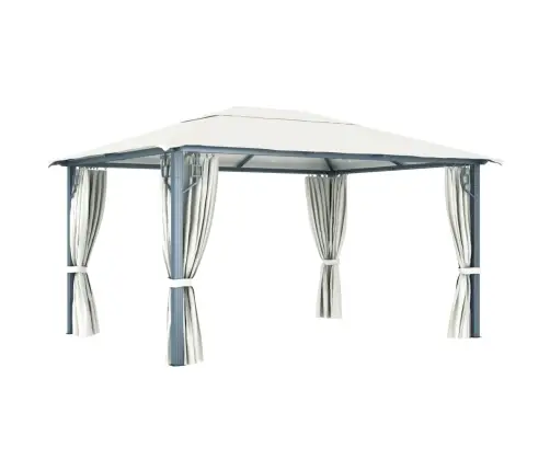 Dārza Nojume Ar Aizkariem Un Led Lampiņām, 4X3 M, Krēmkrāsas Vidaxl