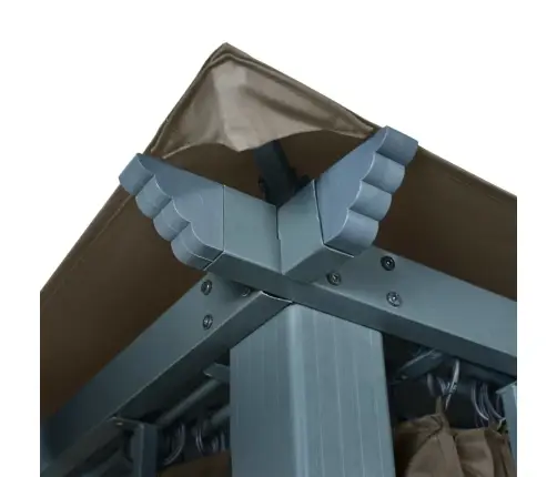 Dārza Nojume Ar Aizkariem Un Led Lampiņām, 4X3 M, Pelēkbrūna Vidaxl