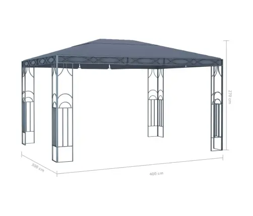 Pavėsinė Su Lemputėmis Led, Antracito, 400X300 Cm