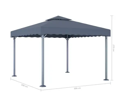 Varikatus, Led-Nöörvalgustid, 300X300 cm Antratsiit Alumiinium