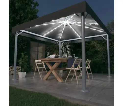 Varikatus, Led-Nöörvalgustid, 300X300 cm Antratsiit Alumiinium