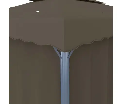 Dārza Nojume Ar Aizkariem Un Led Lampiņām, 3X3 M, Pelēkbrūna Vidaxl