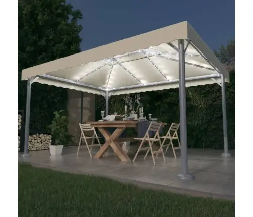 Dārza Nojume Ar Led Lampiņām, 400X300 Cm, Krēmkrāsas, Alumīnijs Vidaxl