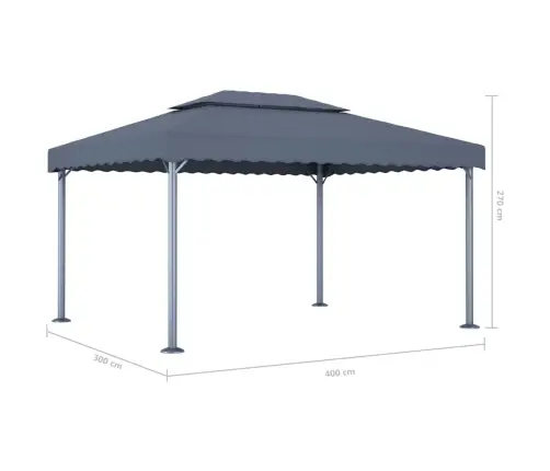 Varikatus, Led-Nöörvalgustitega, 400X300 cm Antratsiithall