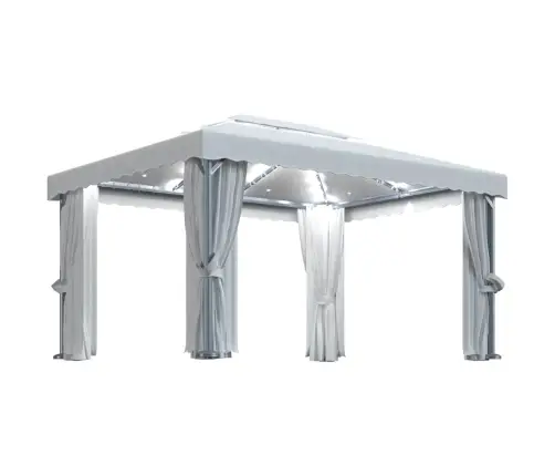 Dārza Nojume Ar Aizkariem Un Led Lampiņām, 4X3 M, Krēmbalta Vidaxl