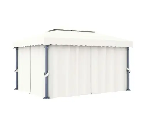 Dārza Nojume Ar Aizkariem Un Led Lampiņām, 4X3 M, Krēmbalta Vidaxl