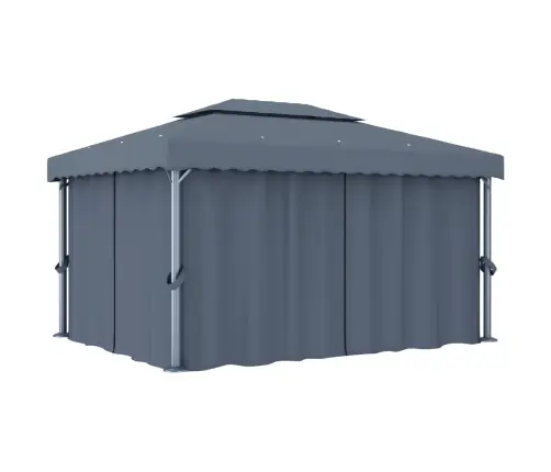 Pavėsinė Su Lemputėmis Ir Užuolaidomis Led, Antracito, 4X3M