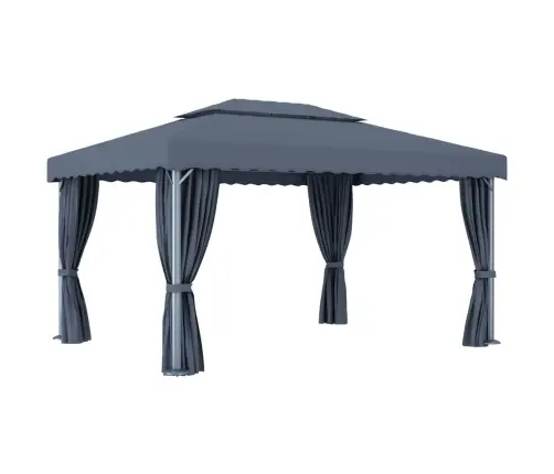 Pavėsinė Su Lemputėmis Ir Užuolaidomis Led, Antracito, 4X3M