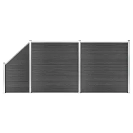 Tvoros Segmentų Rinkinys, Juodos Spalvos, 446X(105-186)cm Wpc